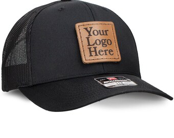 Custom Leather Patch Trucker Hat, Unique Gift, Custom Gift, Custom Hat, Handmade, Made in USA, Gifts for Him, Gifts for Her, Trucker Caps