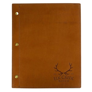 Customizable Full-Grain Leather & Wood Booklet Menu: Made in USA