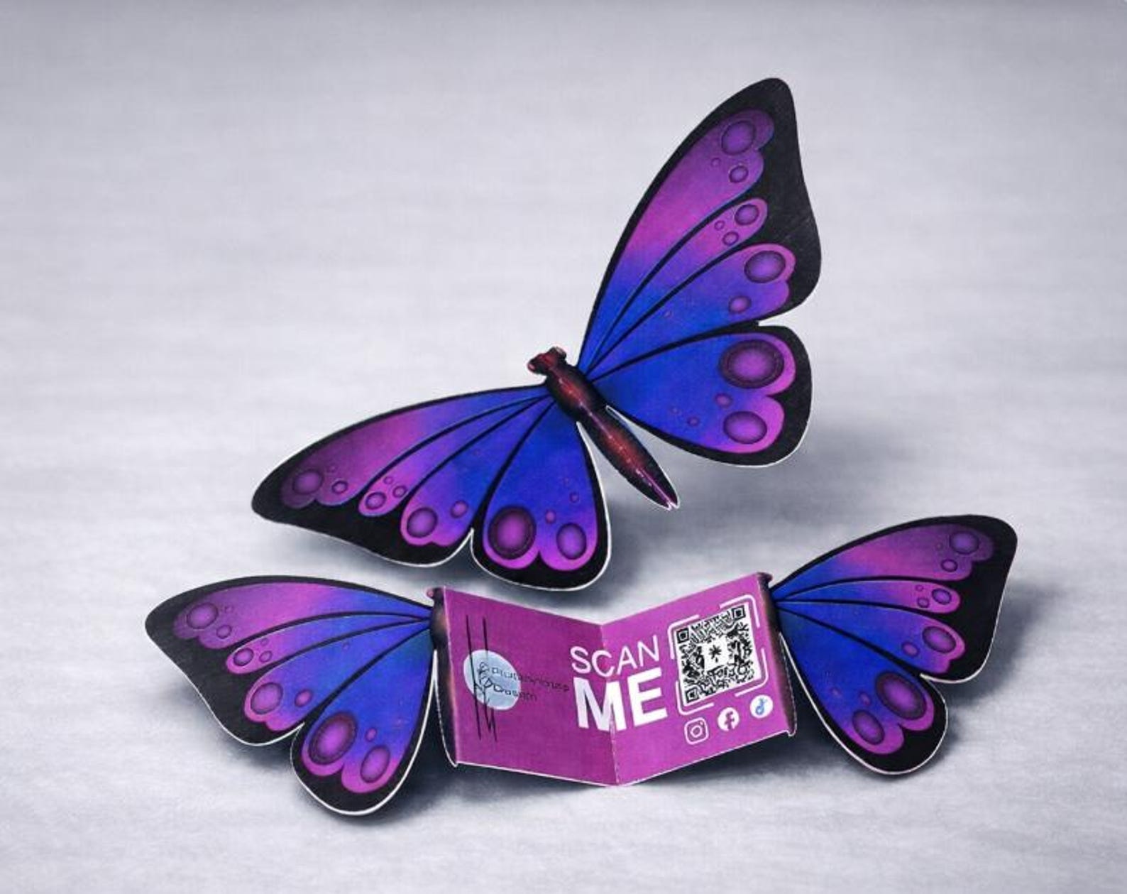 Butterfly Marketing Card SVG | QR Code Flyer Template | Printable ...