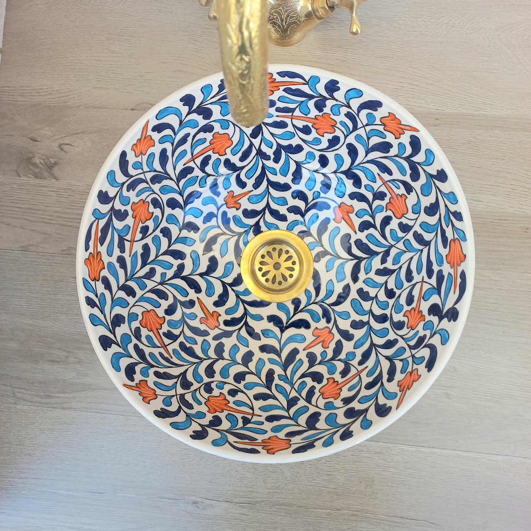 Vasque En Cuivre Rouge Marocaine - Lavabo Ovale 49x35cm - Neuf