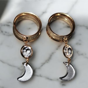Crystal Moon Tunnel Earrings