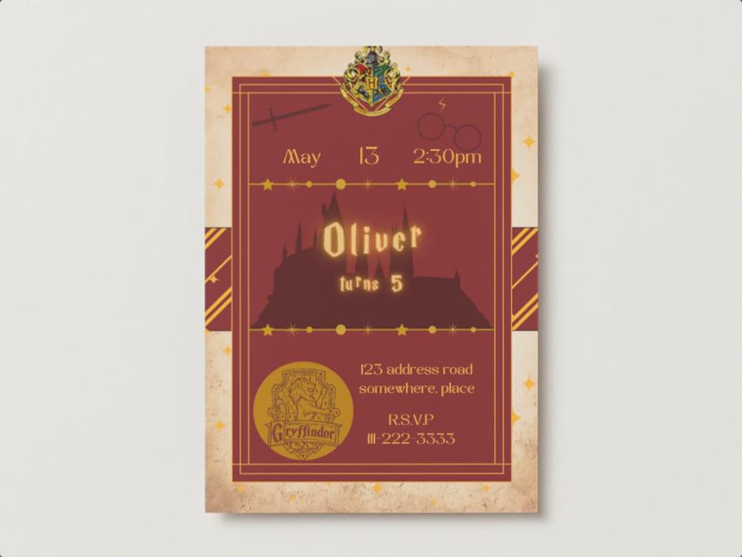 The Riddler Invitation Editable Gryffindor Birthday Invitation Wizard Party Invite Instant ...