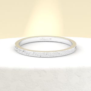 Dainty Wedding Band 14K White Gold Unique Pattern Ring, Engraved Textured Band, Gold Intricate Design Ring, Engraved Wedding Ring for Women