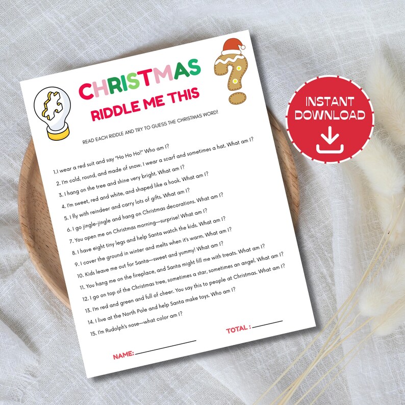 Christmas Riddles Who Am I, Printable Christmas Party Game, Instant ...