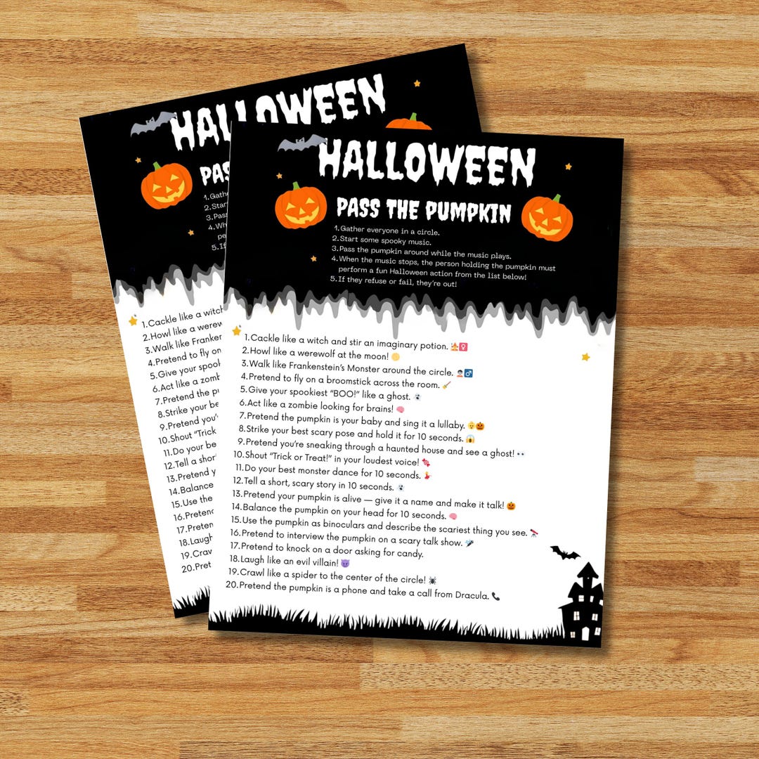 Halloween Pass the Pumpkin Game | Printable Party Activity (instant ...
