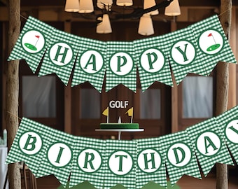 Golf Happy Birthday Banner: Printable Party Decoration (Canva Template, Instant Download)