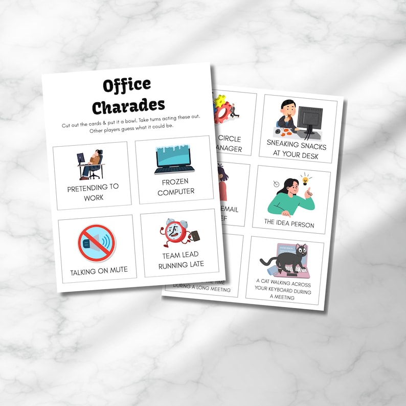 Computer Charades Office Charades Game, Office Party Game, Team Building Game, Ice ...