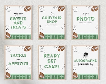 Football Party Signs Bundle, Party Decor, Printable Food Table Sign, First Year Down