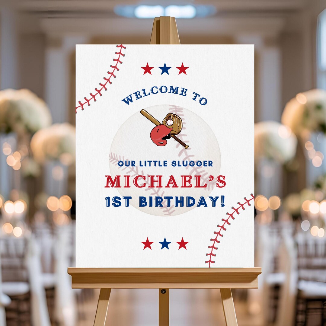 Baseball Birthday Party Welcome Sign, Rookie of the Year, Printable ...
