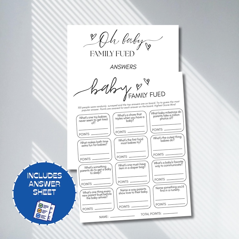 Baby Shower Game Family Feud, Printable Baby Shower Trivia Games, Fun ...
