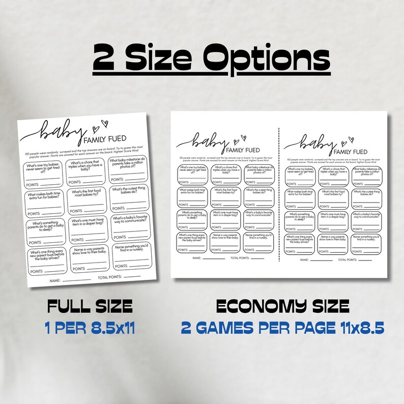 Baby Shower Game Family Feud, Printable Baby Shower Trivia Games, Fun ...