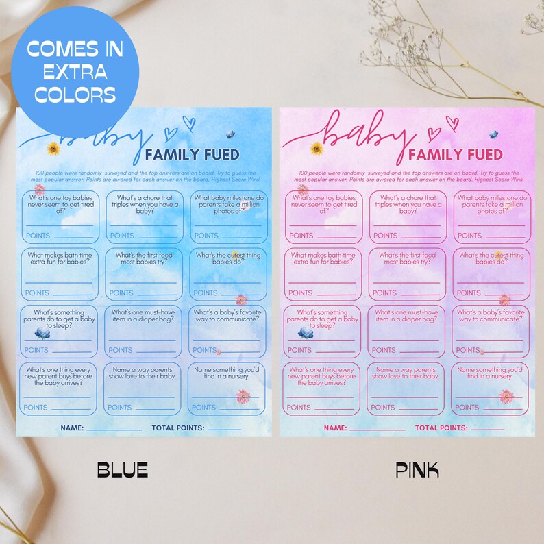 Baby Shower Game Family Feud, Printable Baby Shower Trivia Games, Fun ...