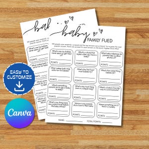 Baby Shower Family Feud Game: quiz stampabile (download immediato, modificabile in Canva)