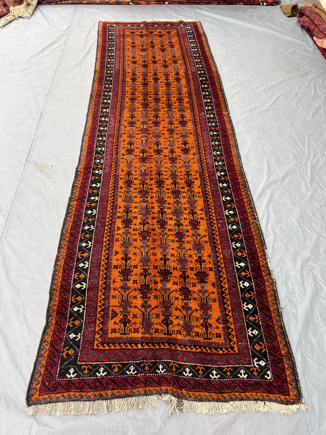 12.9x3.10 Feet Stairs Runner Afghan Vintage Color Rug Afghan Tribal ...