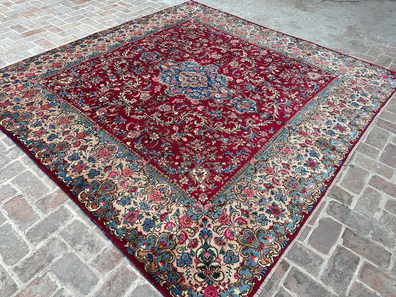 Square 10x10 Feet Vintage Turkish Anatolian Hand-knotted Wool Carpet ...