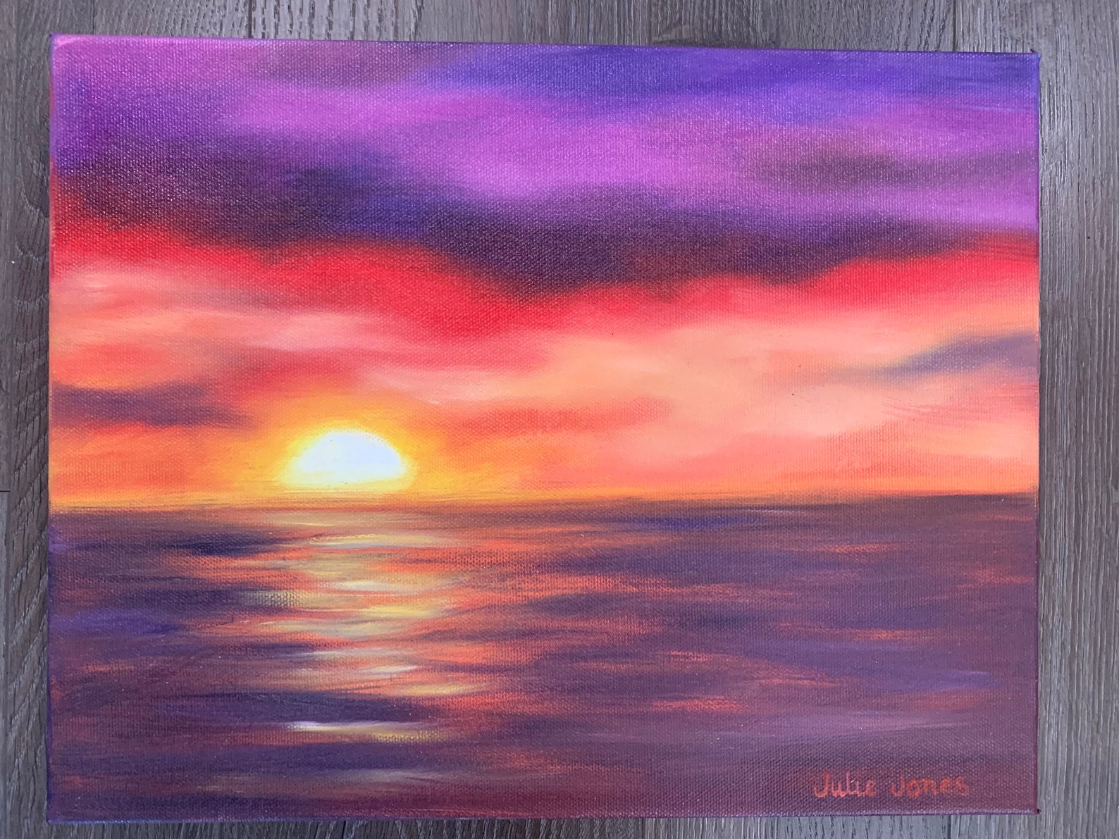 Original Vibrant Coastal Sunset Oil Painting on Gallery Etsy