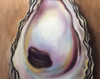 Custom Oyster Oil Painting 30"hx24"w  Coastal Interior Decor Design your oyster art! Oyster Painting Oyster Commission Beach House Interior