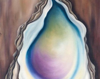 8x10 Oyster Print Signed Numbered Matted PRINT Fits 11x14 Frame Oyster Print of Original Oyster Painting Oyster Art Oyster Gift Beach Art