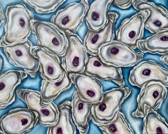 Multiple Oysters original oil Painting 18 x 24 Oyster Art Navy Decor coastal decor Oyster Painting Original Art for Beach House NOT A PRINT