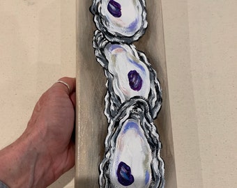 Unique Oyster Art Gift Original Art Vertical Oyster Painting Small Wall Original Art Oyster Shell Things Oyster Shell art Coastal Gifts