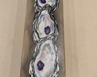 Oyster Lover Gift Original Art Triple Oysters Vertical Painting Small Wall Original Art Oyster Shell gifts Oyster Shell art Hilton Head gift