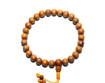 Sandal Wood Wrist Mala, Buddhist Wrist Mala, Prostration Mala, Sandal Wood Beads, 21 & 27 Beads Malas, 10MM, Adjustable Knot, Made In Nepal