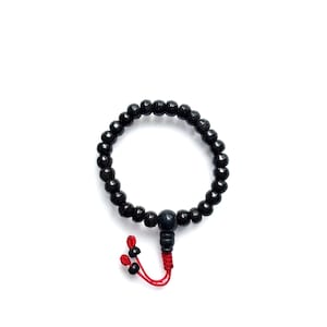 Stretchable & Adjustable, Black Yak Bone Wrist Mala, Buddhist Wrist Mala, Tibetan Yak Bone beads, 8MM 27 Bead Wrist Mala, Hand Made in Nepal