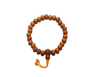 Gładka mala na nadgarstek z nasionami bodhi, buddyjska mala na nadgarstek, bodhi z okiem feniksa, mala do pokłonu, mala z 21, 27 koralikami, węzeł z elastycznej linki, wyprodukowana w Nepalu