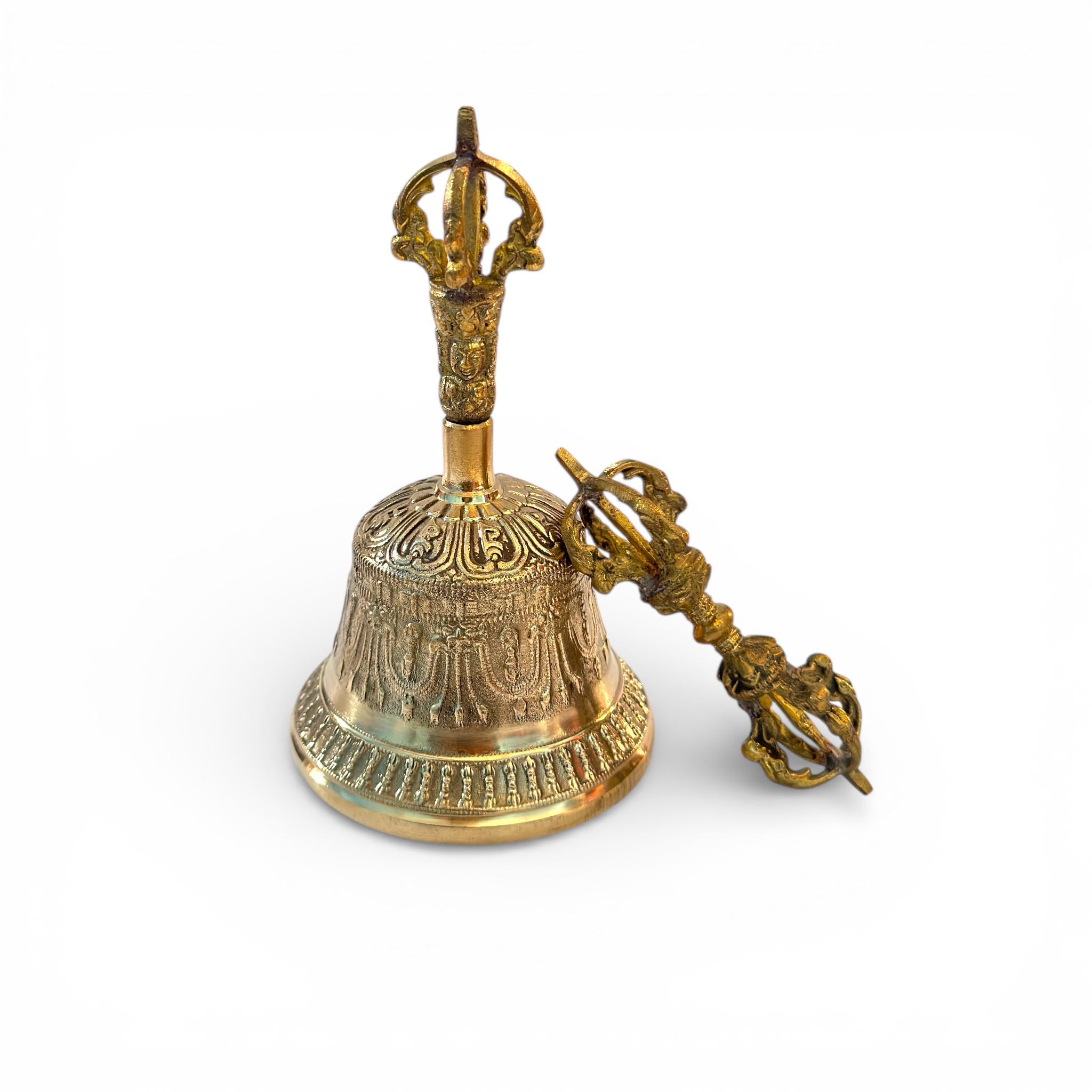 Bronze Drilbu and Dorjie | 5 Prong Tibetan Buddhist Bell and Dorje