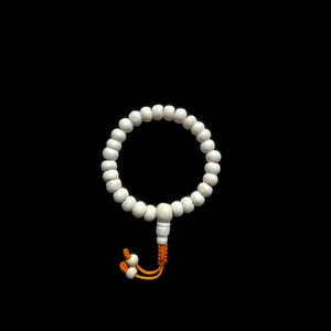 Stretchable & Adjustable, White Yak Bone Wrist Mala, Buddhist Wrist Mala, Tibetan Yak Bone beads, 8MM 27 Bead Wrist Mala, Hand Made in Nepal