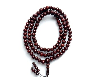 Hand Made, Natural Sal Wood Mala, Tibetan Buddhist Prayer Mala, Sakhua Wood Malas , 108 Beads Mala, Adjustable Knot, 6MM To 12MM Beads Mala