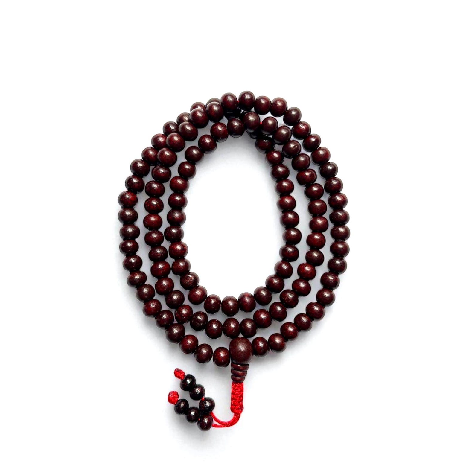 Hand Made, Natural Rose Wood Mala, Tibetan Buddhist Prayer Mala, Rose Wood Malas , 108 Beads Mala, Adjustable Knot, 6MM To 12MM Beads Mala