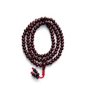 Hand Made, Natural Rose Wood Mala, Tibetan Buddhist Prayer Mala, Rose Wood Malas , 108 Beads Mala, Adjustable Knot, 6MM To 12MM Beads Mala