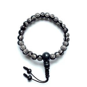 Hand Craved, Black Yak Bone Wrist Mala, Buddhist Wrist Mala, Yak Bone beads, 8MM 27 Bead Wrist Mala, Stretchable & Adjustable, Made in Nepal