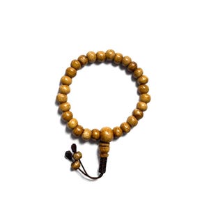 Stretchable & Adjustable, Brown Yak Bone Wrist Mala, Buddhist Wrist Mala, Tibetan Yak Bone beads, 8MM 27 Bead Wrist Mala, Hand Made in Nepal