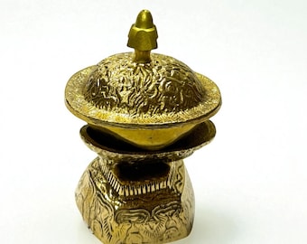 Medium Size Brass Kapala Set, Buddhist Skull Cup, Men And Rak offerings, Tantric Kapala Set, 4.5 Inches Tall, Hand Made In Nepal
