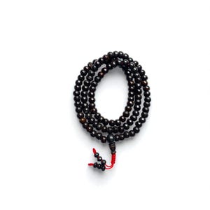 Hand Made, Black Yak Bone Mala, Tibetan Buddhist Prayer Mala, Tibetan Yak Bone beads, 8MM 108 Beads Mala, Adjustable knot, Made in Nepal