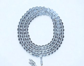 High Quality Crystal Mala, Buddhist Prayer Mala, Nepali Mountain Crystal,Himalayan Crystal Clear Quartz Bead, 108 Beads Mala, Made In Nepal