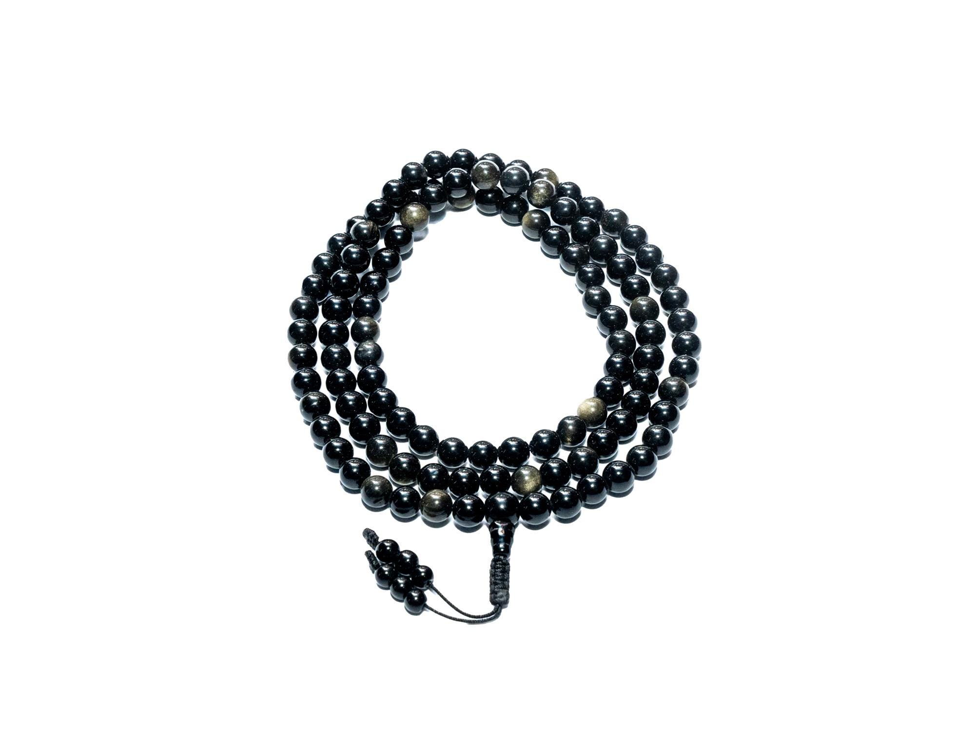 Bracciale Mala 108 Perline In Ossidiana Arcobaleno – Meditazione, Preghiera, Guarigione