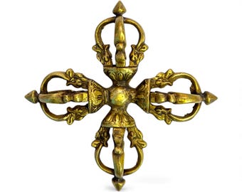 ヴァジュラ 仏教 ダブルヴァジュラドルジェ真鍮製仏教儀式用具