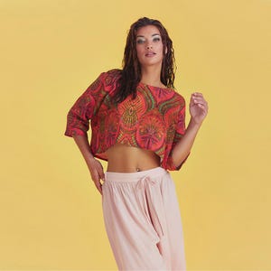 Boho Style Boat Neck Loose Crop Top | Boho Style | Women Tops |