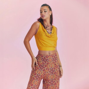 Elastic Hem Sleeveless Cowl Neck Crop Top | Boho Style | Women Tops |