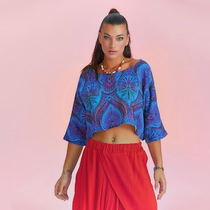 Boho Style Boat Neck Loose Crop Top | Boho Style | Women Tops |