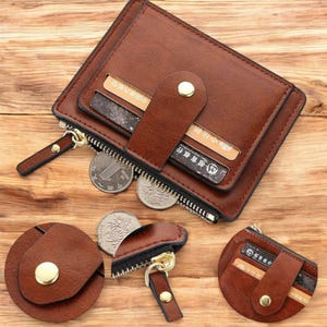 Minimalistische schlanke Lederbrieftasche für Herren & Damen, kleiner Kreditkartenhalter, Luxus-Geldbörse mit Münztasche, Designer-Geldbeutel und Geschenk