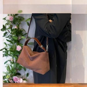 Vintage Suede Shoulder Bag for Women – Retro Frosted Texture Tote, Large Capacity Crossbody, Casual Hobo Bag, Luxury Designer Boston Purse