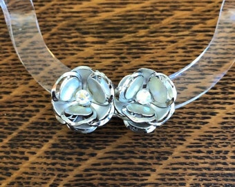 Silver tone clip on earrings, estate jewelry