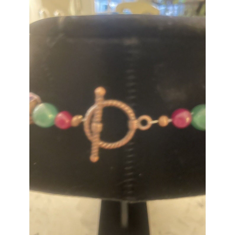 Collana con ciondolo a forma di croce con strass Aurora Boreale, collana di perle di vetro colorate immagine 2