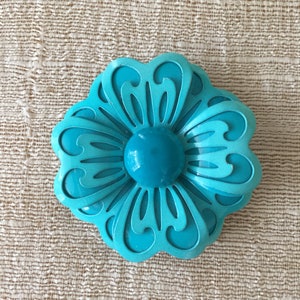 Vintage Enamel Turquoise Brooch, Estate Jewelry, Bright Accessory