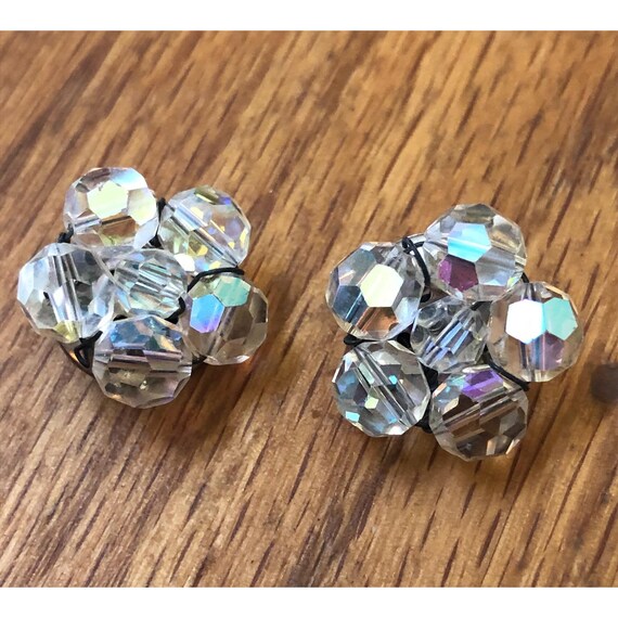 Vintage Cluster Glass Bead Earrings Gem