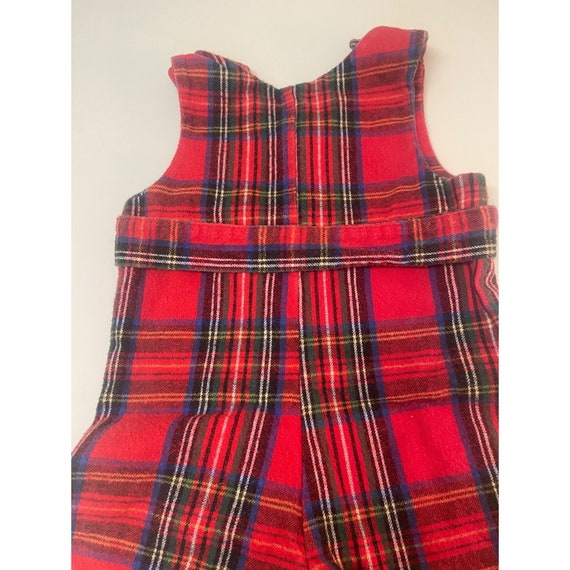 Vintage Red Plaid Flannel Overalls 6 Months - image 3